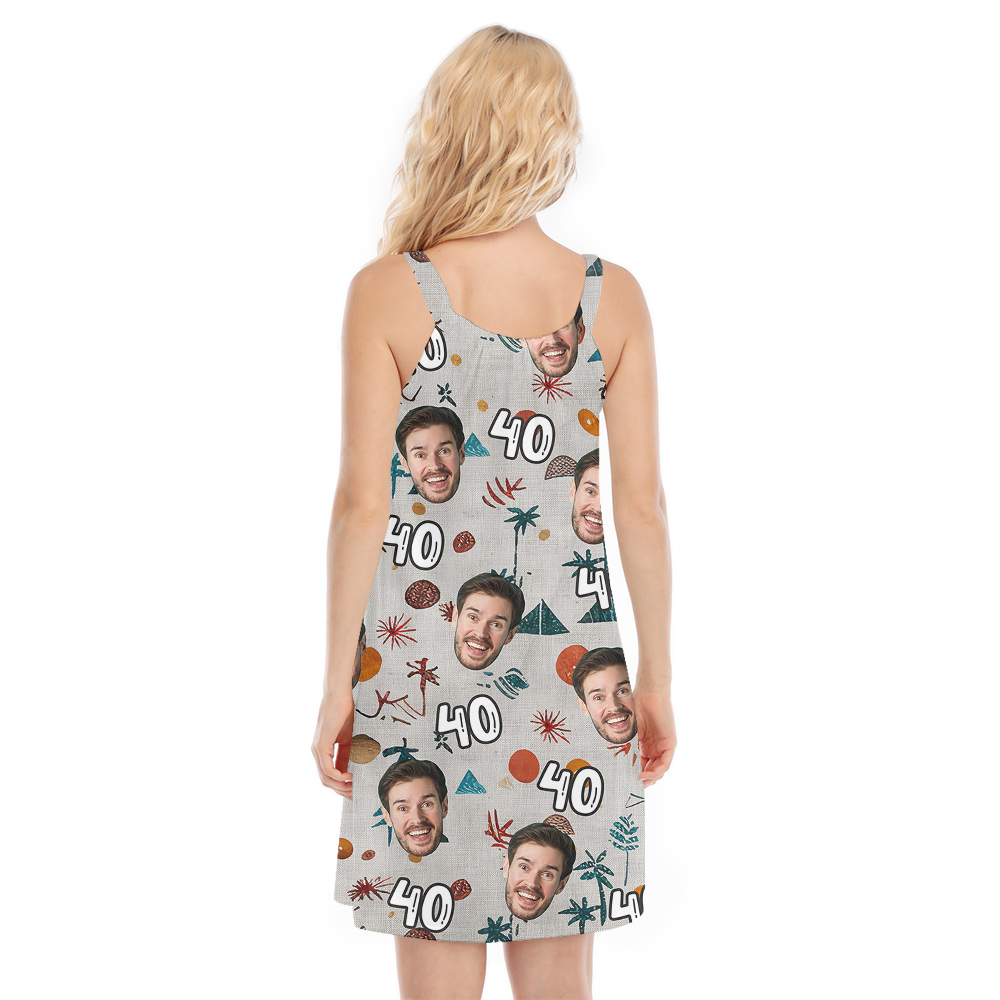 Simple Custom Face and Age Birthday Hawaiian Cami Dress