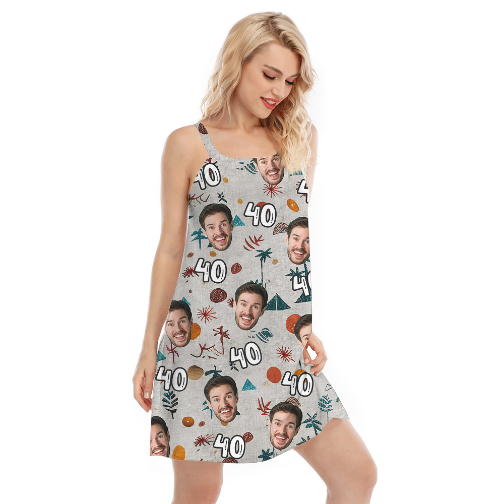 Simple Custom Face and Age Birthday Hawaiian Cami Dress