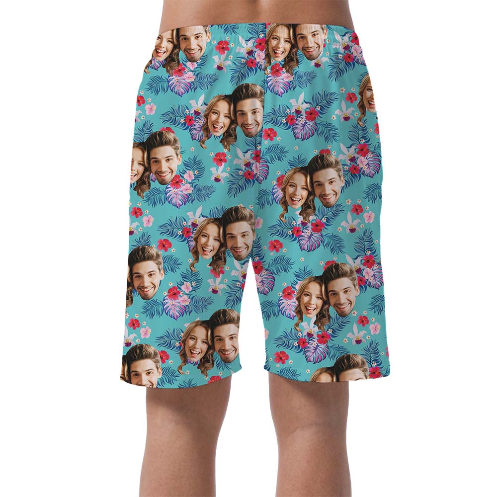 Custom Photo Men's Beach Shorts With Face