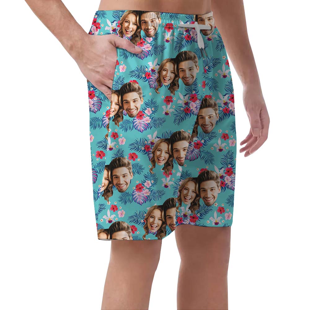 Custom Photo Men's Beach Shorts With Face