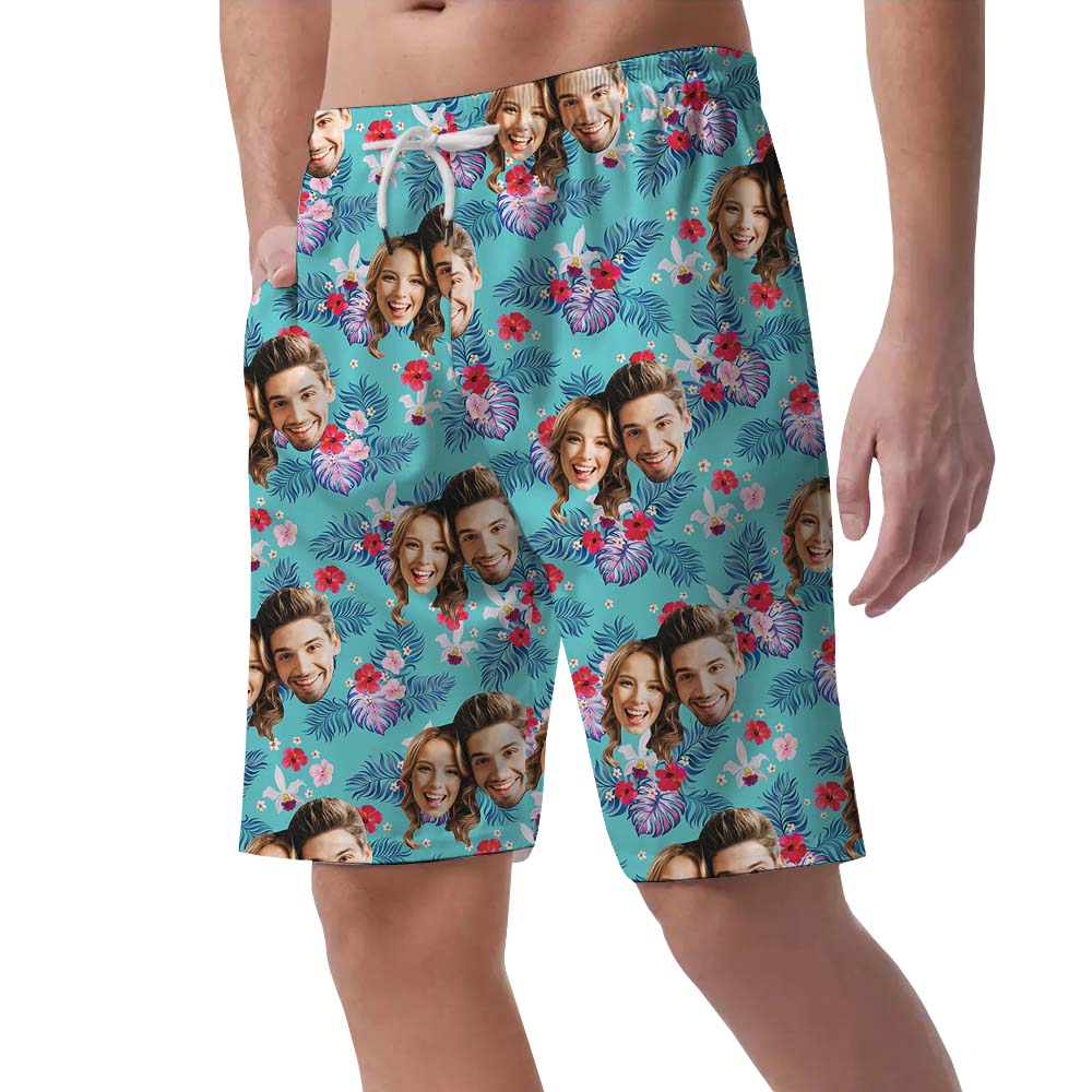 Custom Photo Men's Beach Shorts With Face
