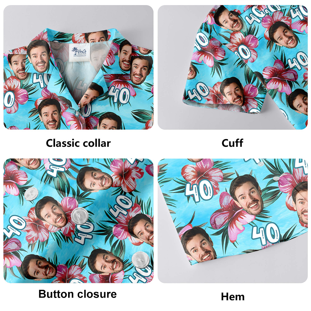 Birthday Hawaiian Men Shirt with Custom Face and Age