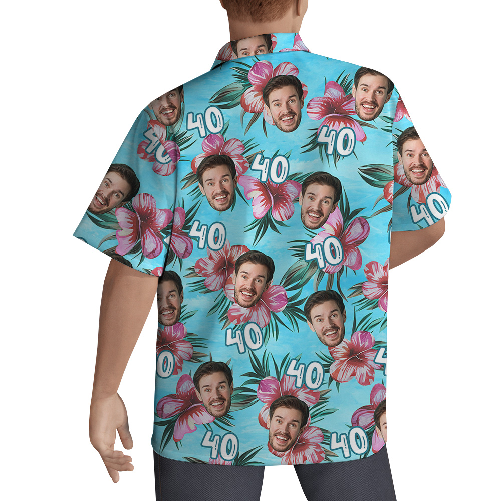 Birthday Hawaiian Men Shirt with Custom Face and Age