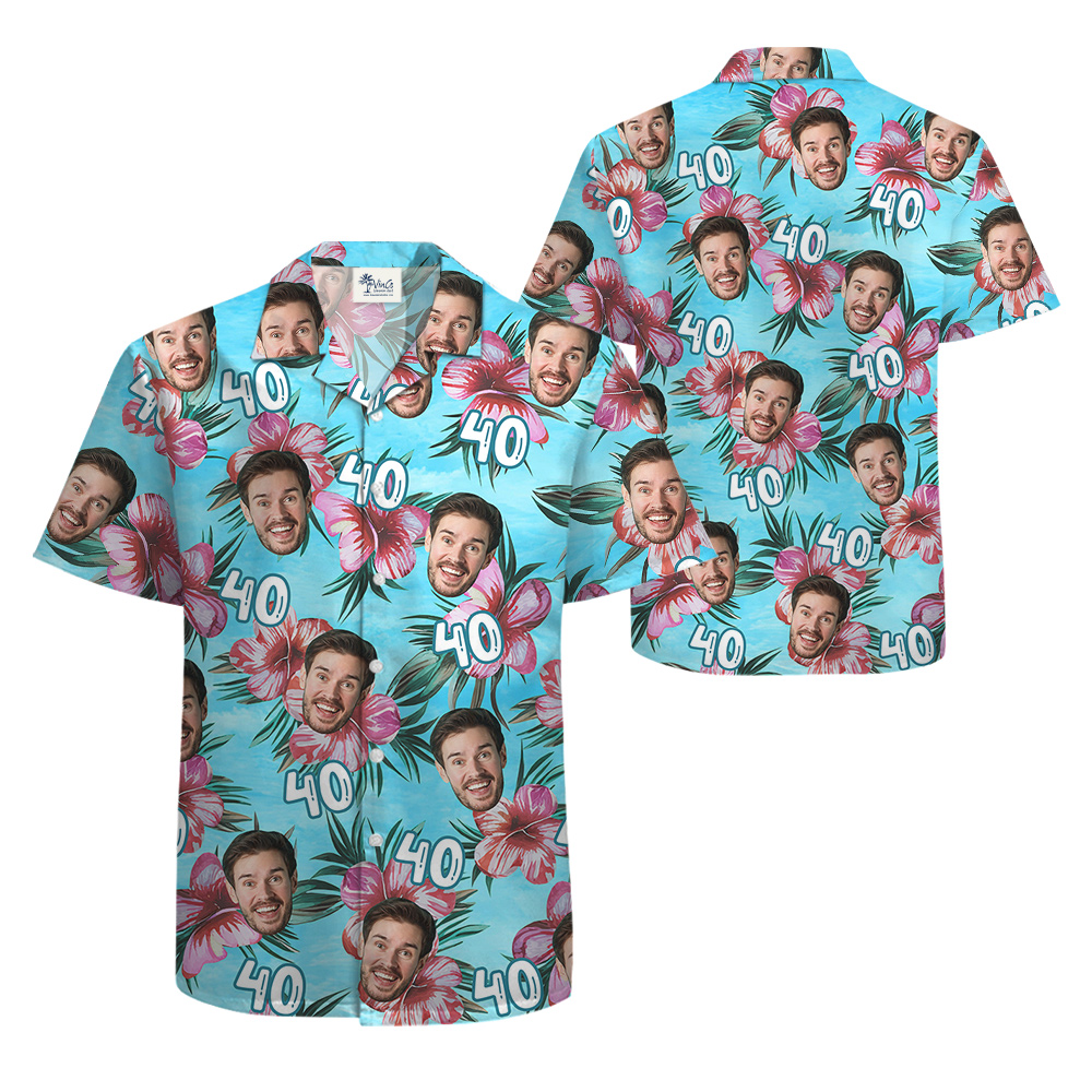 Birthday Hawaiian Men Shirt with Custom Face and Age