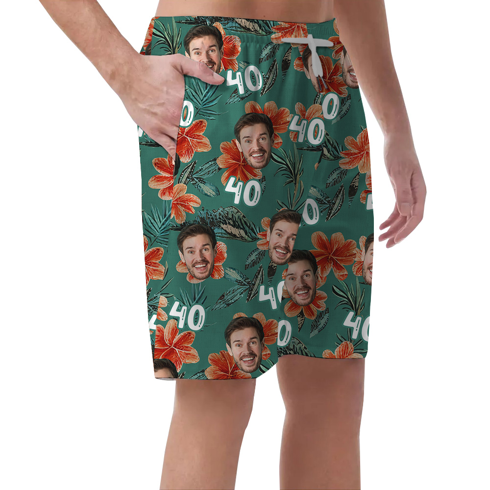 Custom Face and Age Birthday Hawaiian Men Short