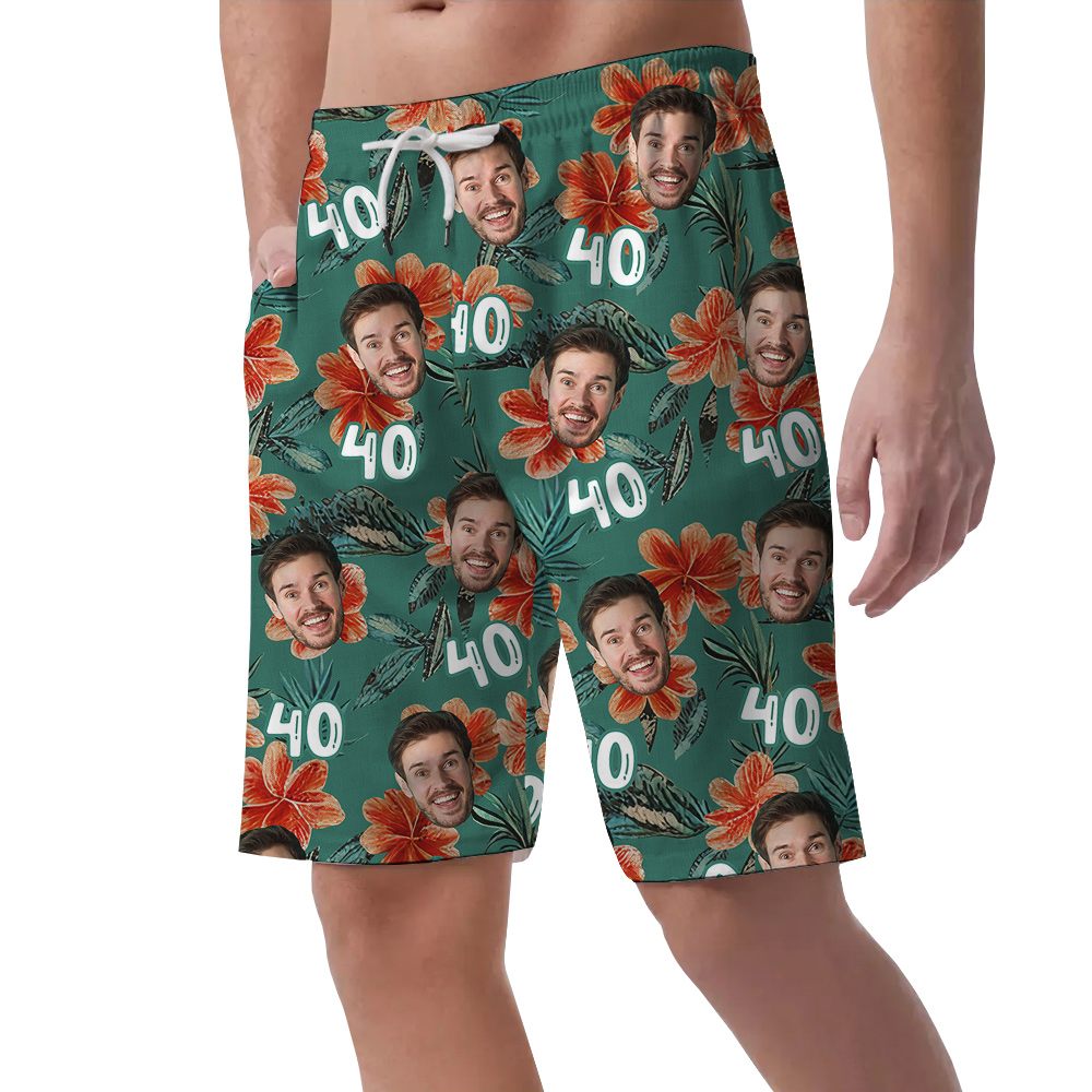 Custom Face and Age Birthday Hawaiian Men Short