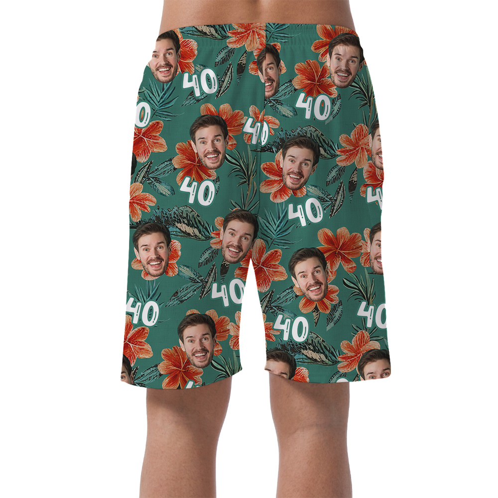 Custom Face and Age Birthday Hawaiian Men Short