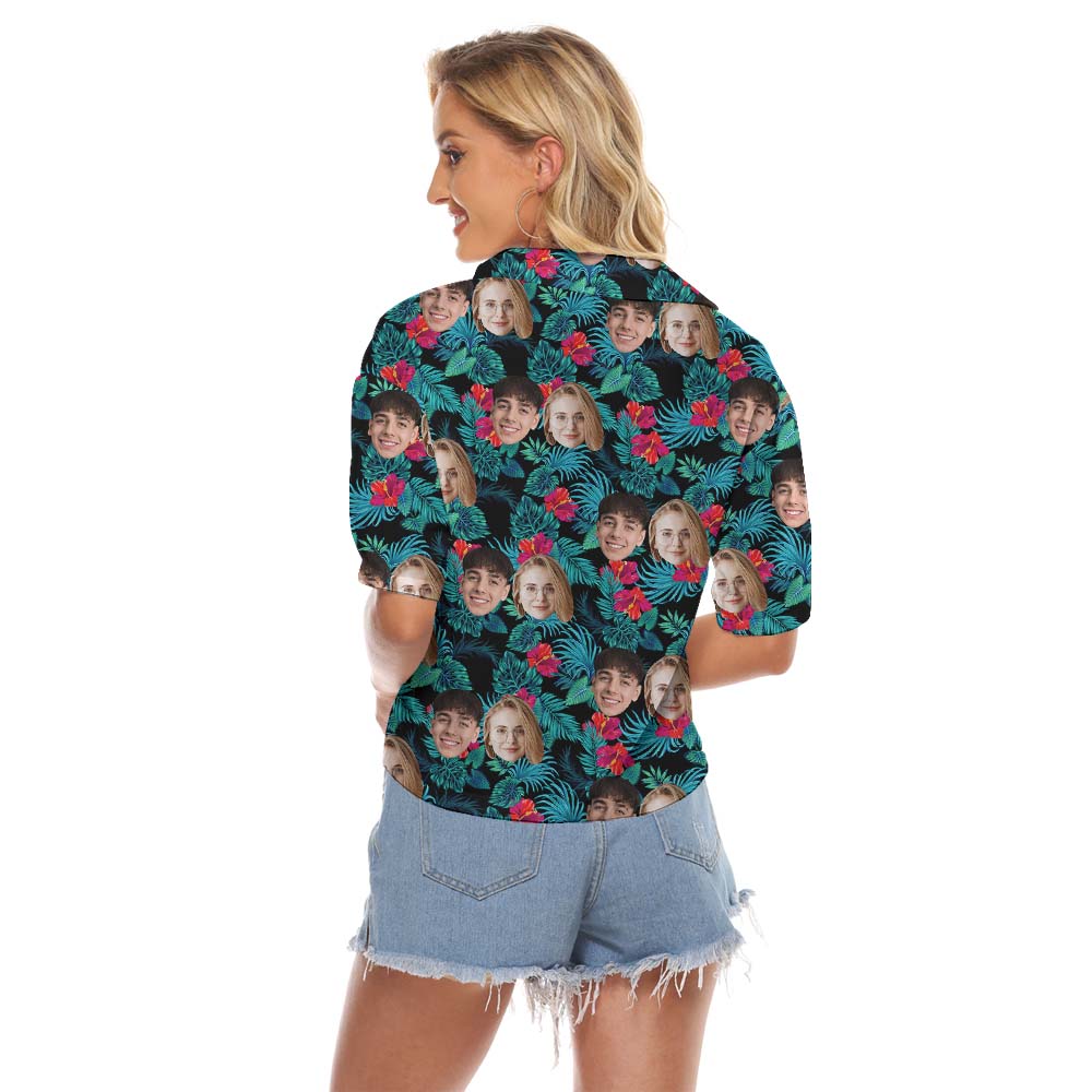 Custom Tropical Women Crop Top With Face