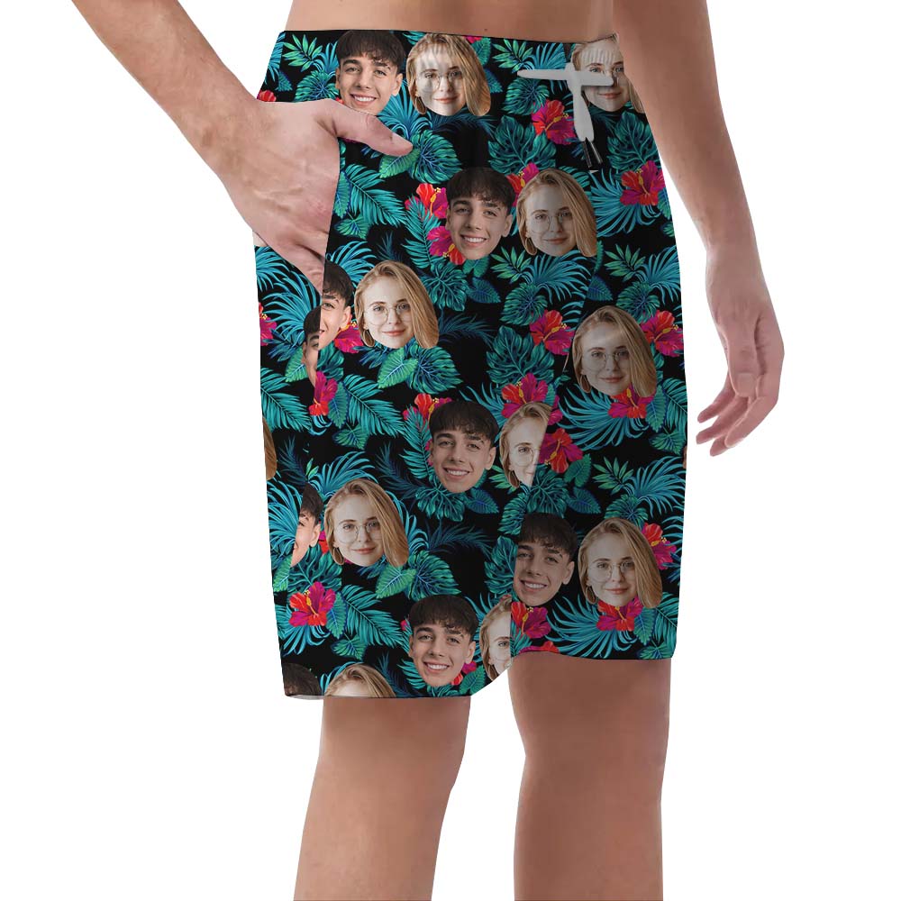 Custom Photo Tropical Swim Shorts For Men