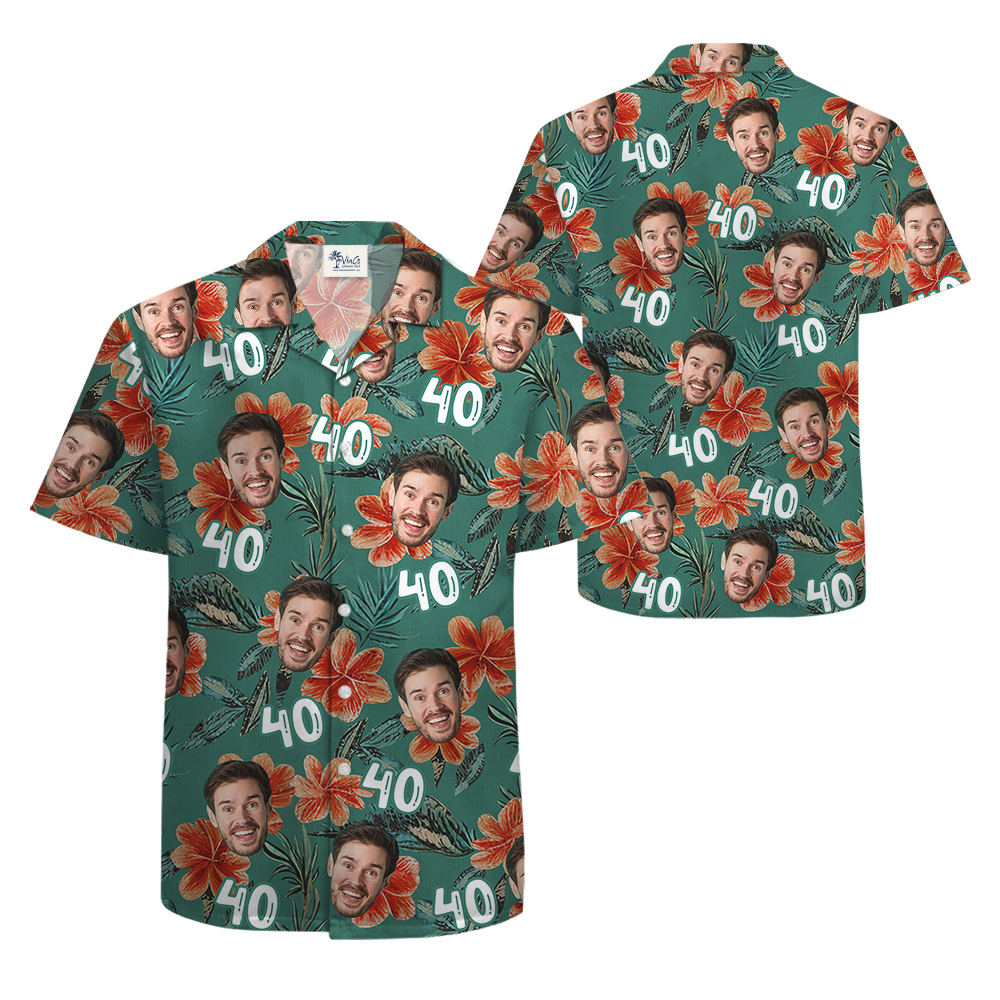 Custom Face and Age Birthday Hawaiian Men Shirt