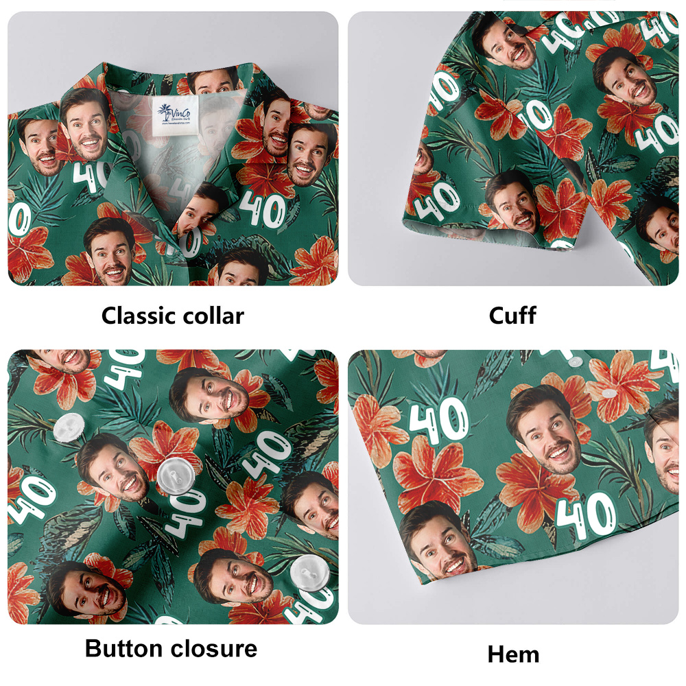 Custom Face and Age Birthday Hawaiian Men Shirt