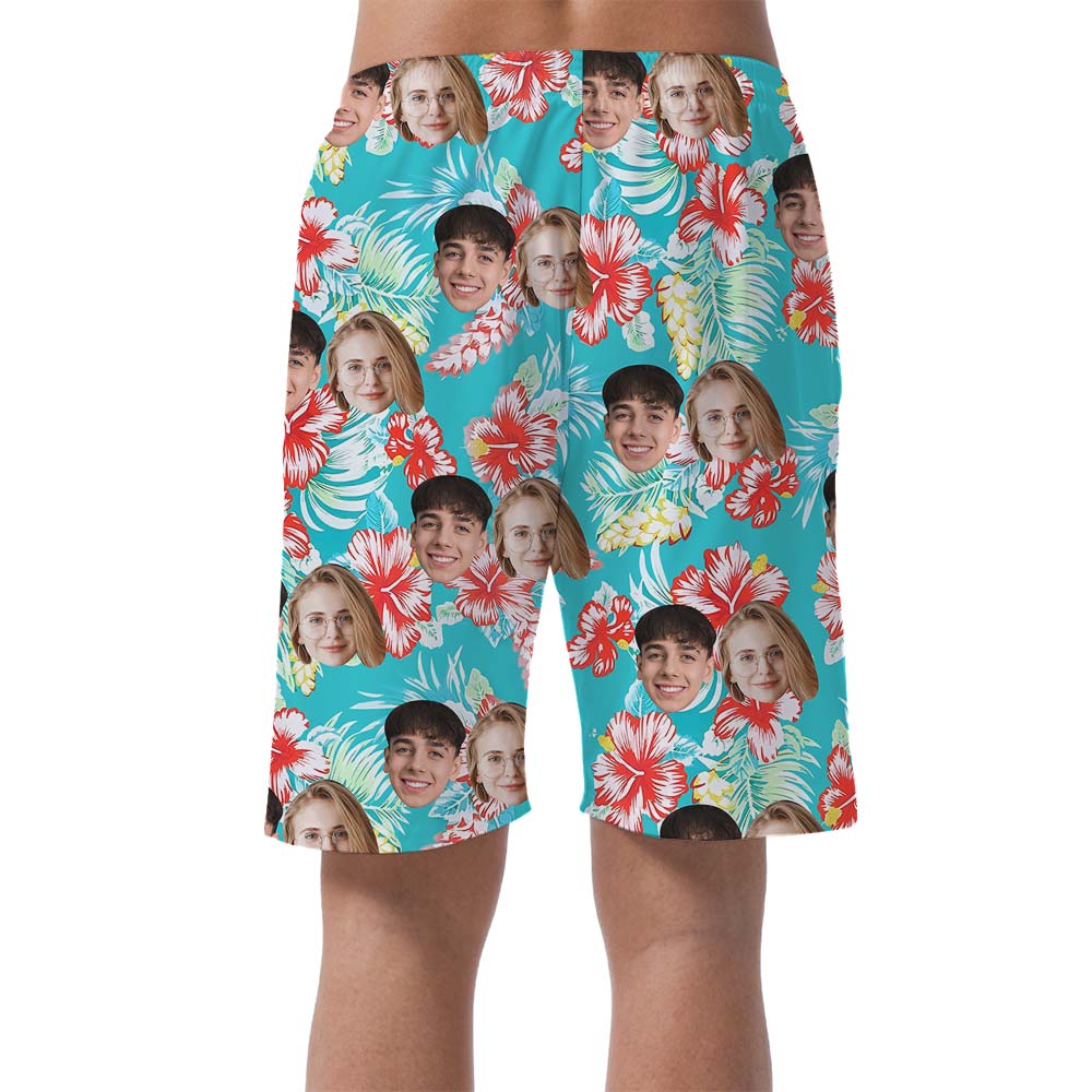 Custom Face Vintage Hawaiian Beach Shorts