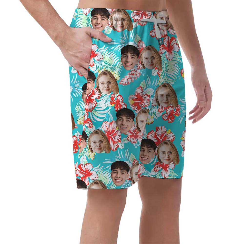 Custom Face Vintage Hawaiian Beach Shorts