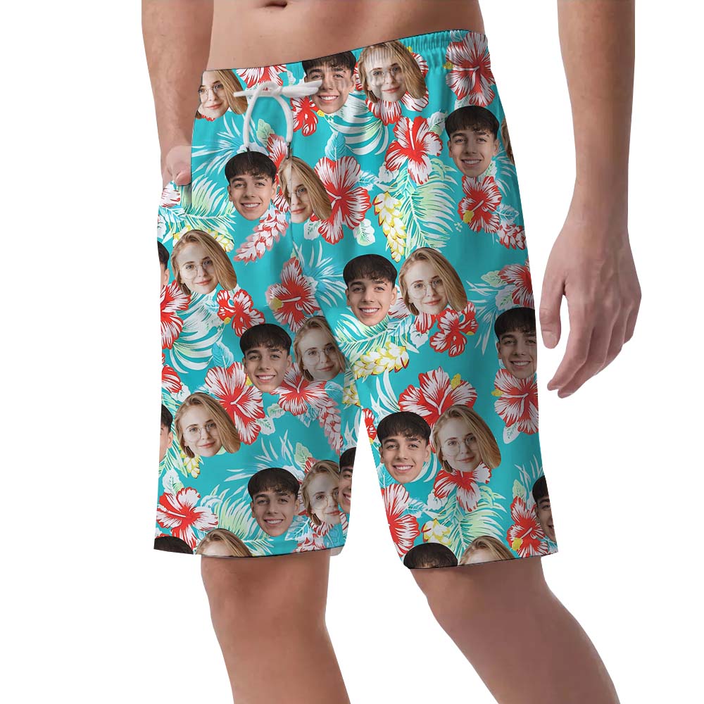 Custom Face Vintage Hawaiian Beach Shorts