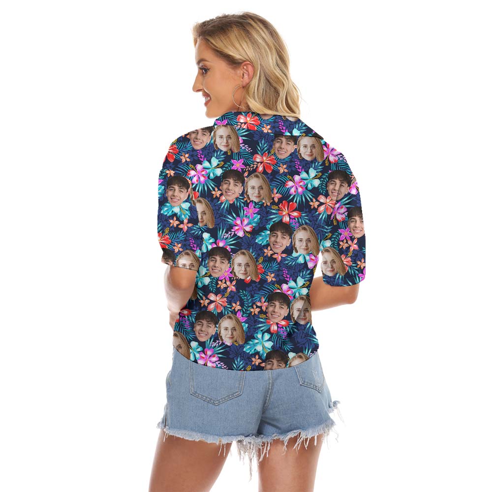 Custom Face On Women's Hawaiian Crop Top