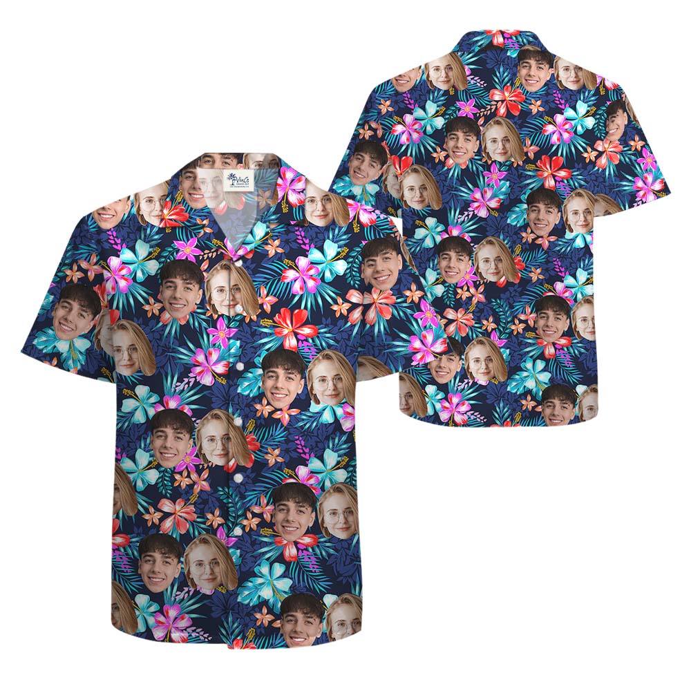 Custom Face Hawaiian Shirt With 2 or 4 Faces