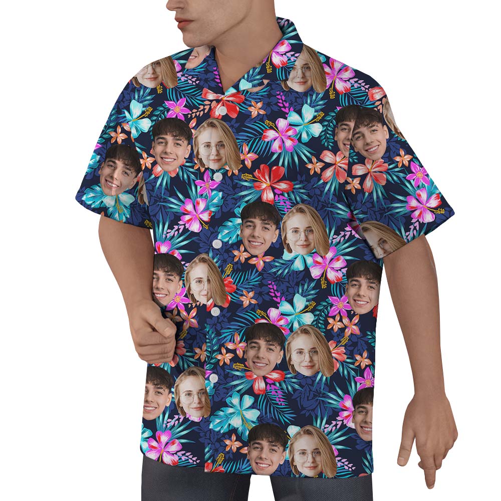 Custom Face Hawaiian Shirt With 2 or 4 Faces