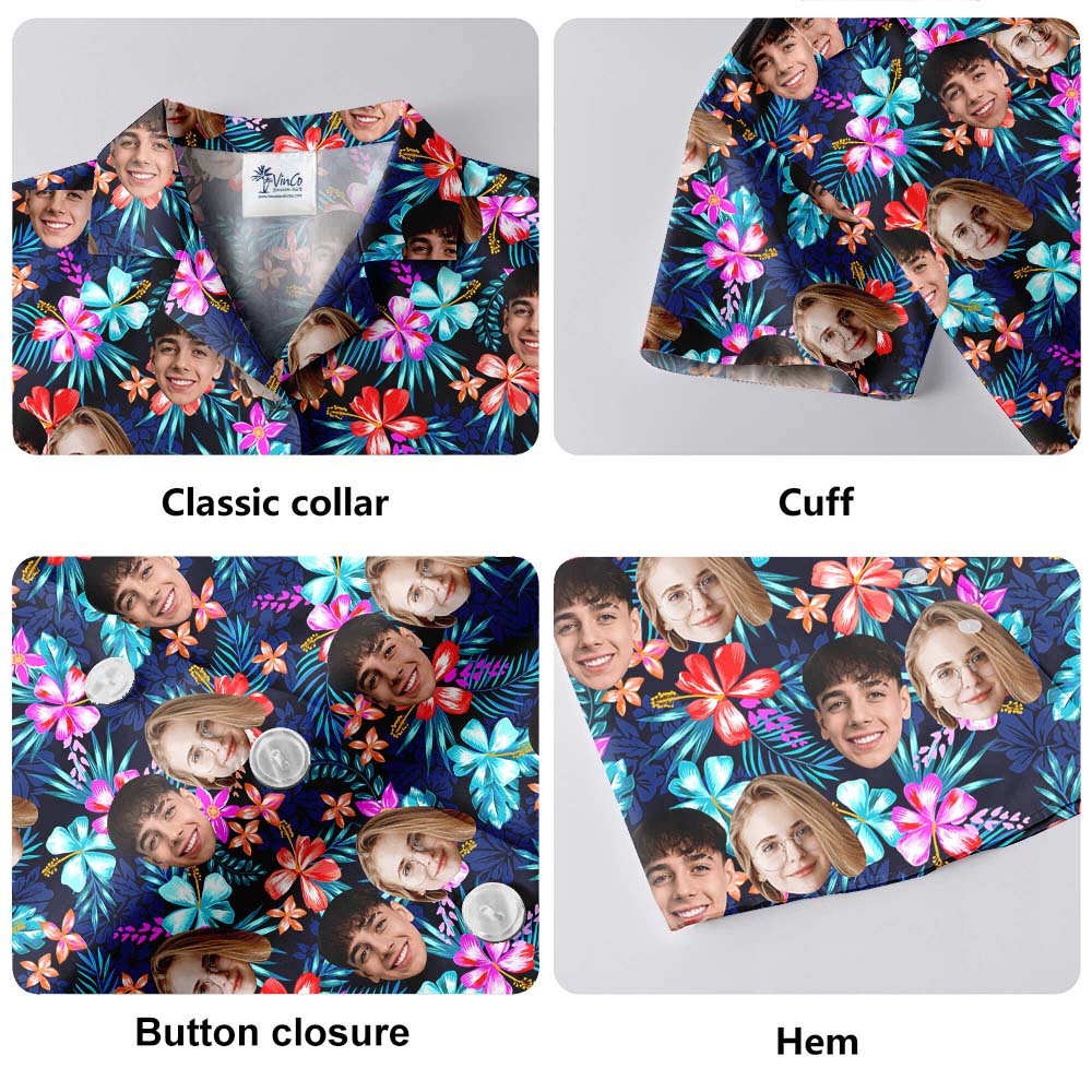 Custom Face Hawaiian Shirt With 2 or 4 Faces