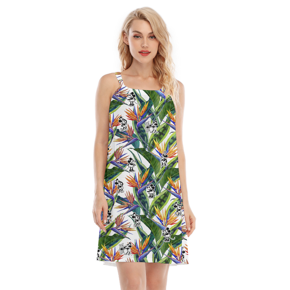 Cute Mickey Steamboat Willie Tropical Floral Aloha Cami Dress - variant image 1