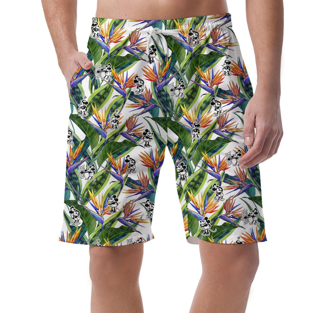 Cute Mickey Steamboat Willie Tropical Men's Hawaiian Beach Shorts - variant image 1