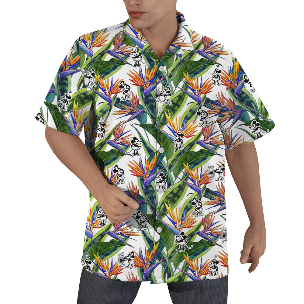 Bird Of Paradise Flowers Steamboat Willie Mickey Hawaiian Shirt - variant image 1
