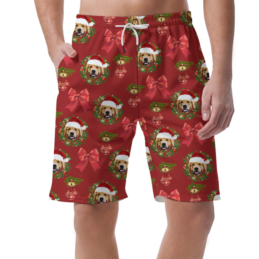 Cute Xmas Custom Dog Face Men's Shorts - variant image 1