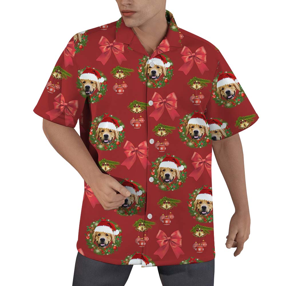 Custom Xmas Dog Face Hawaiian Shirt Men - variant image 1