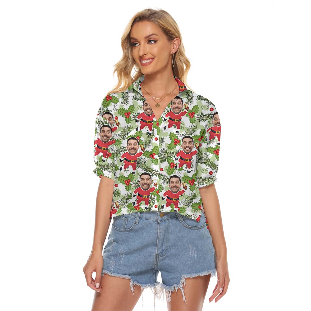 Xmas Santa Custom Women's Cropped Shirt - variant image 1