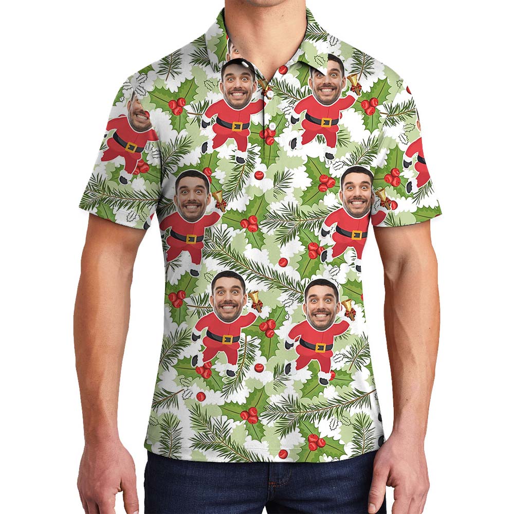 Santa Xmas Custom Hawaiian Men's Polo - variant image 1