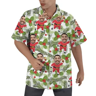 Custom Face Santa Men Hawaiian Shirt