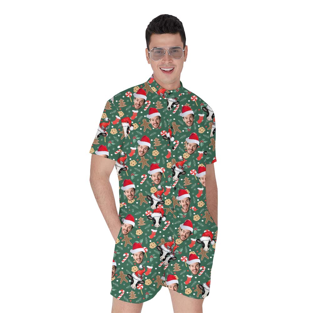 Funny Personalized Xmas Cow Men's Romper - variant image 1