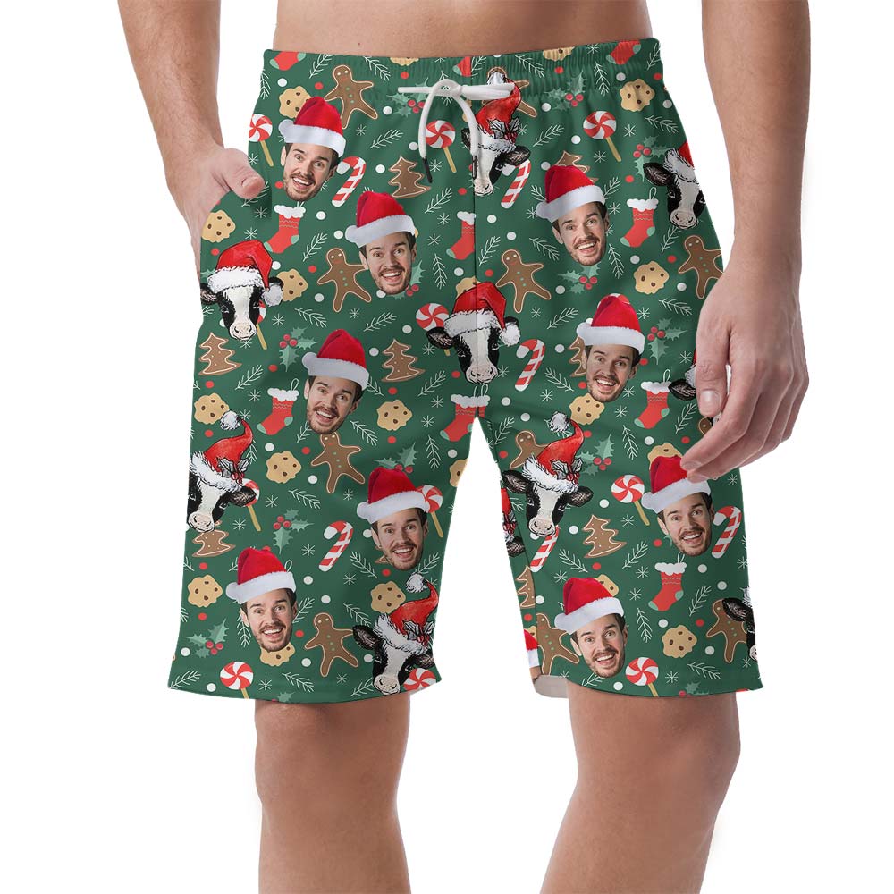 Custom Hawaiian Men's Shorts With Xmas Cow Pattern - variant image 1