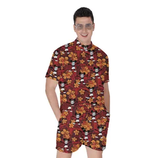 Funny Custom Face Mickey Steamboat Willie Vintage Hibiscus Hawaiian Romper For Men