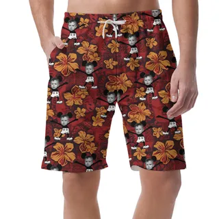 Vintage Mickey Steamboat Willie Custom Face Hawaiian Beach Shorts For Men