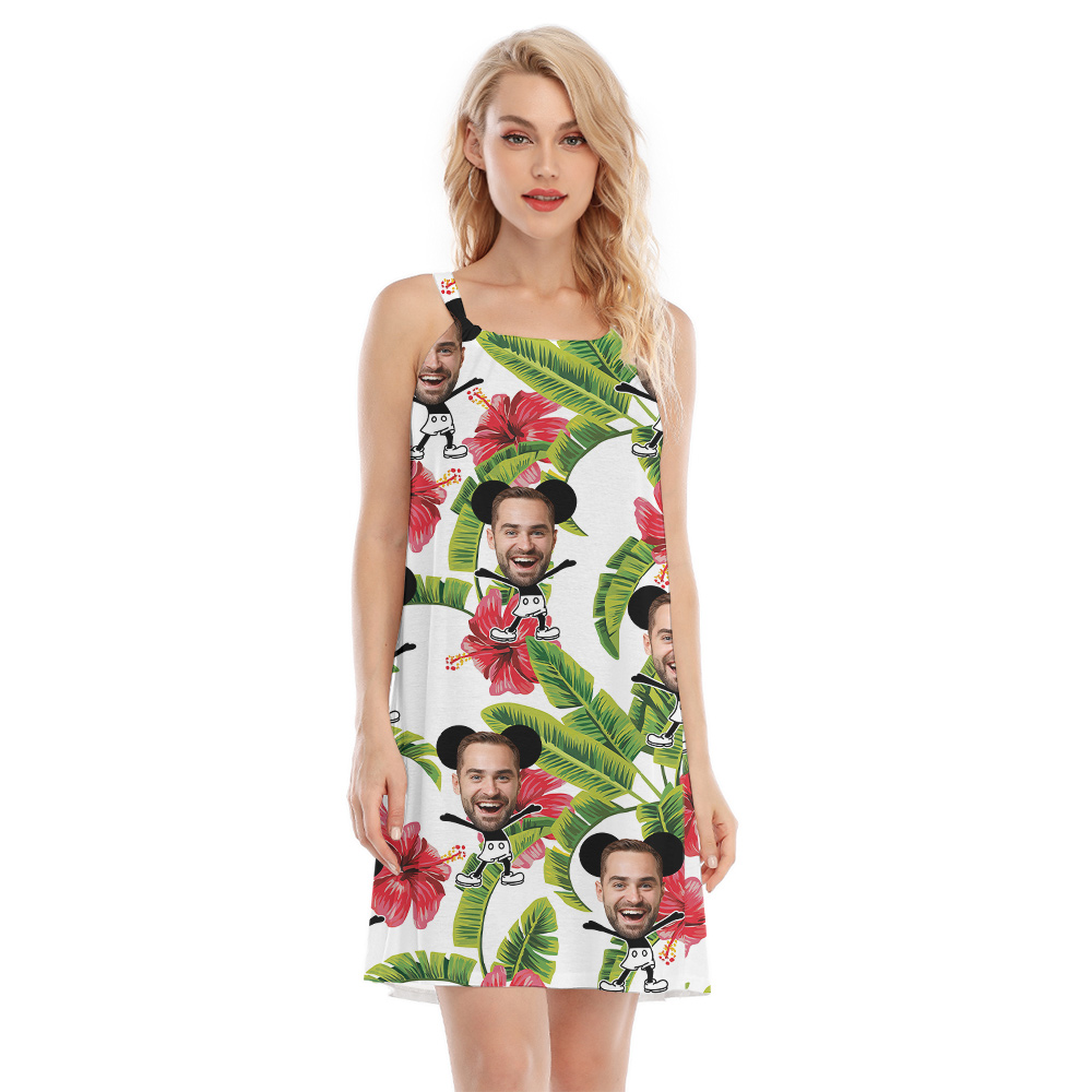 Cute Mickey Steamboat Willie Hawaiian Dress With Custom Face - variant image 1
