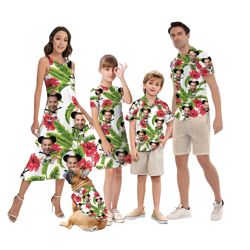 Funny Custom Face Mickey Steamboat Willie Matching Family Hawaiian Outfits - variant image 1