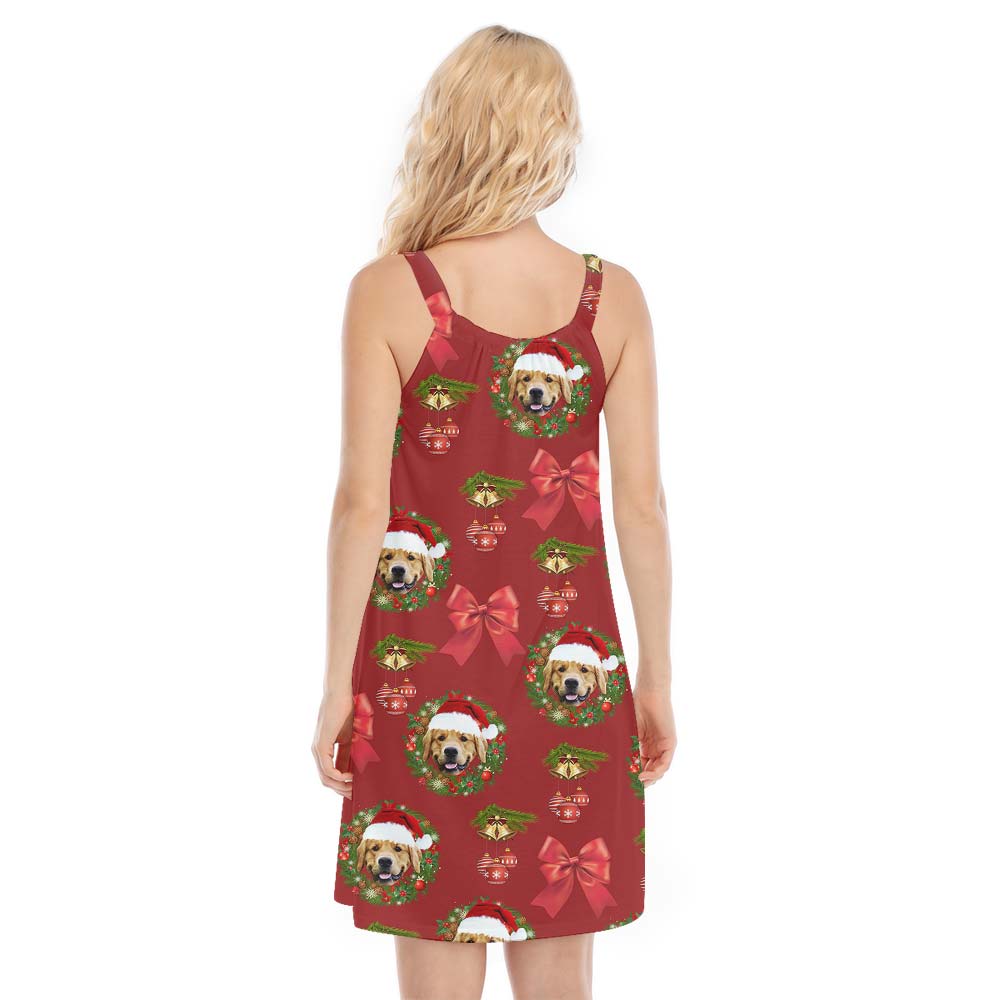 Personalized Dog Face Xmas Cami Dress