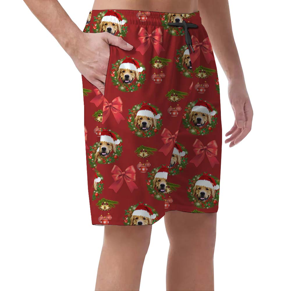 Cute Xmas Custom Dog Face Men's Shorts