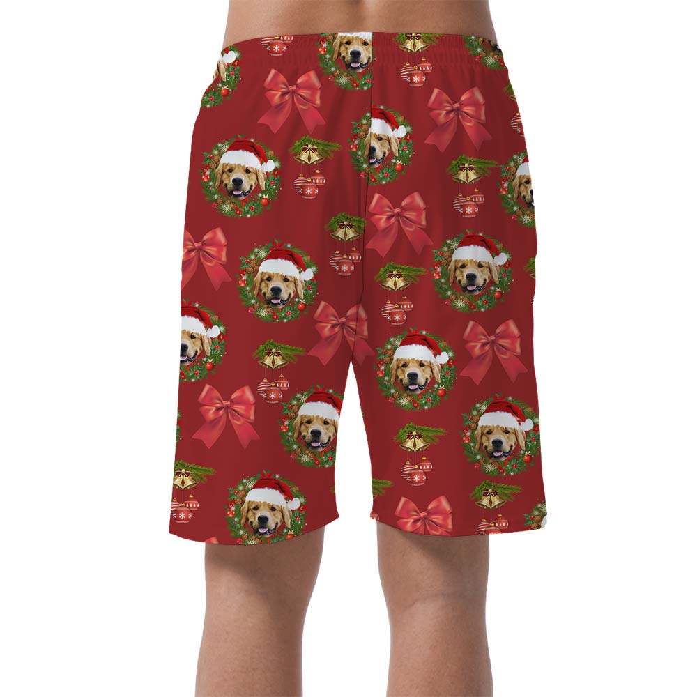 Cute Xmas Custom Dog Face Men's Shorts