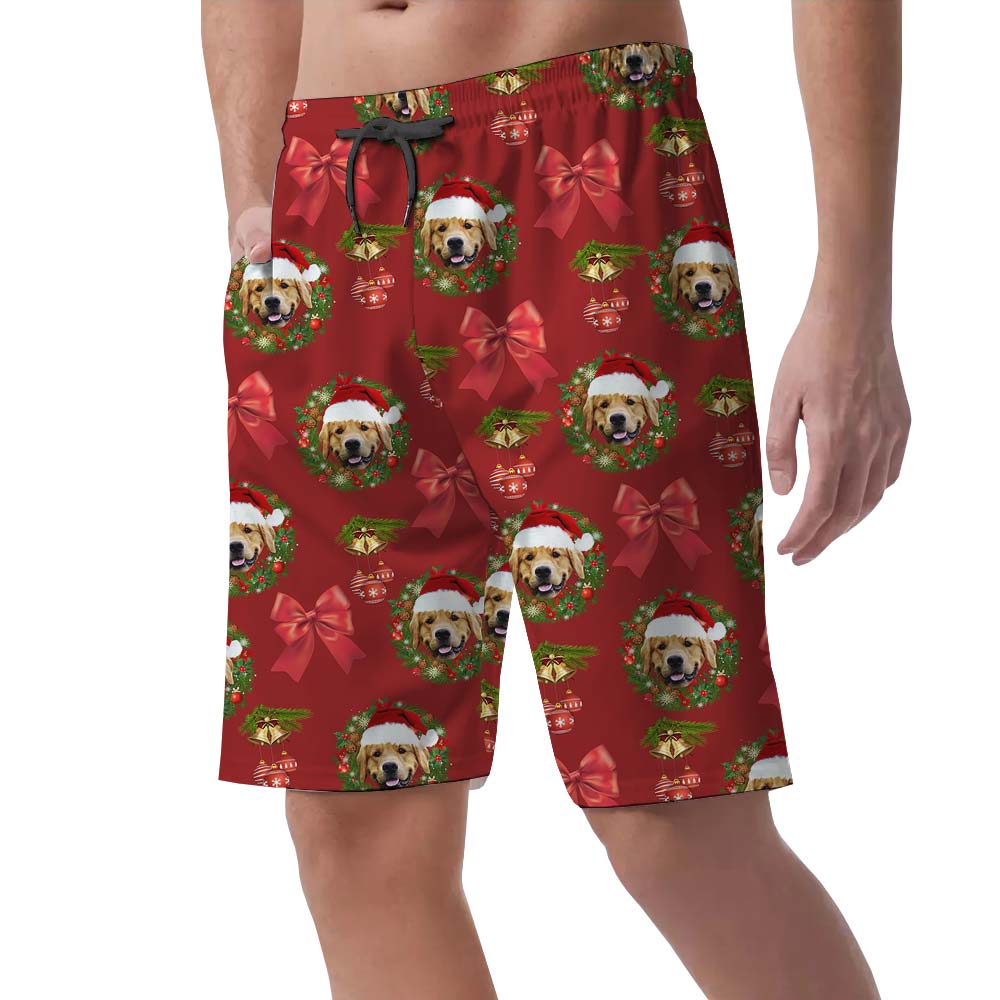 Cute Xmas Custom Dog Face Men's Shorts