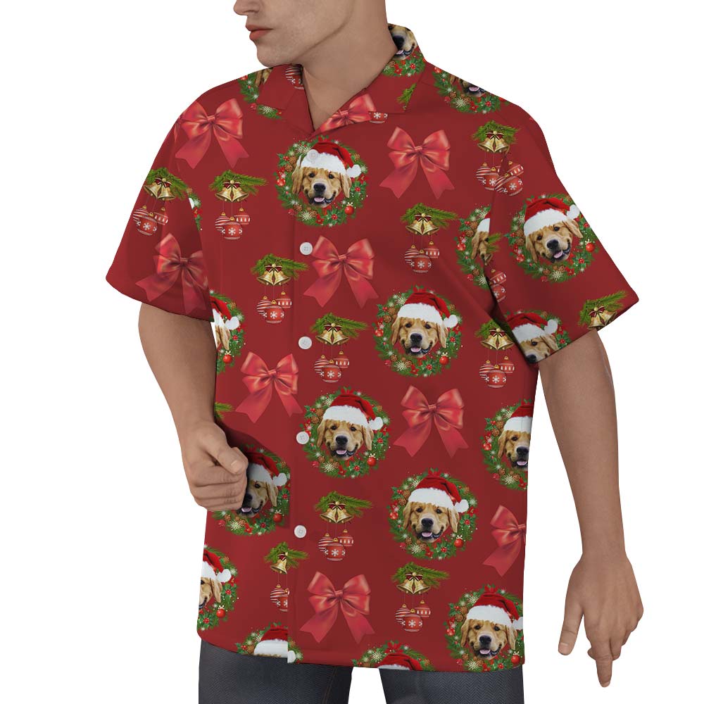Custom Xmas Dog Face Hawaiian Shirt Men