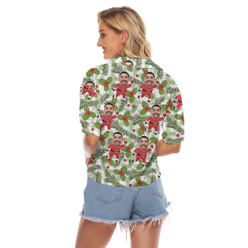 Xmas Santa Custom Women's Cropped Shirt