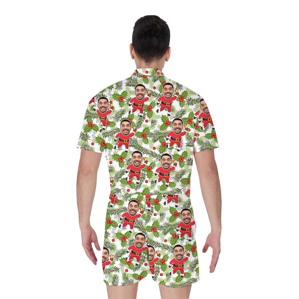 Custom Face Santa Men's Romper For Vacation