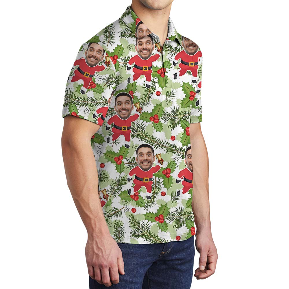 Santa Xmas Custom Hawaiian Men's Polo