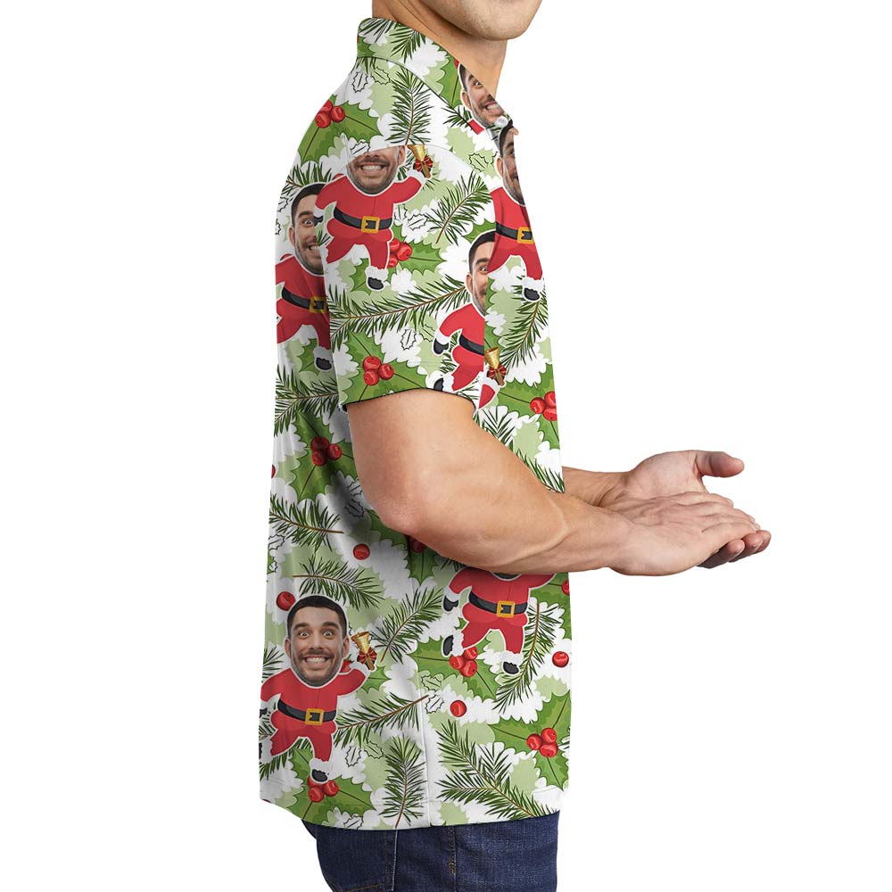 Santa Xmas Custom Hawaiian Men's Polo