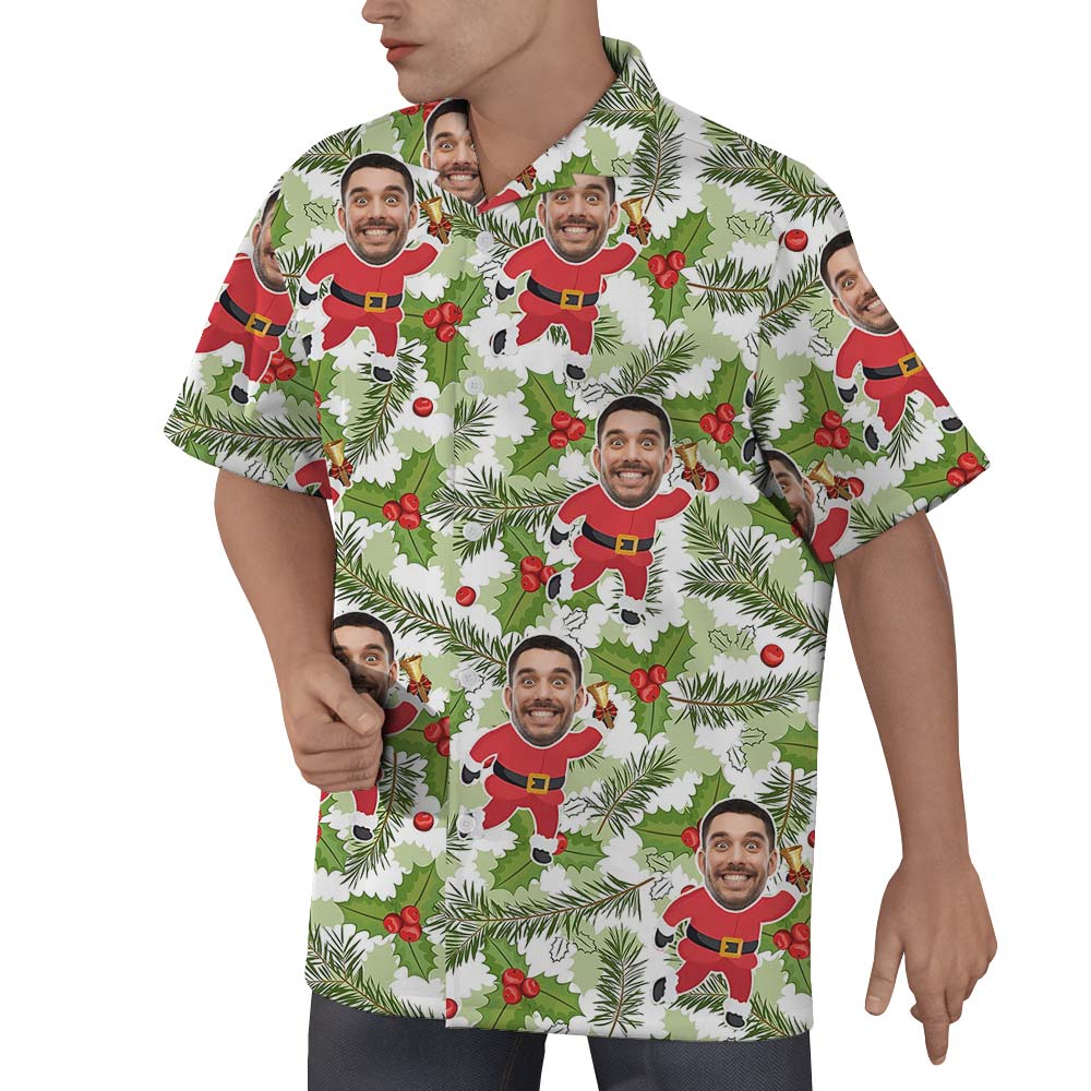 Custom Face Santa Men Hawaiian Shirt