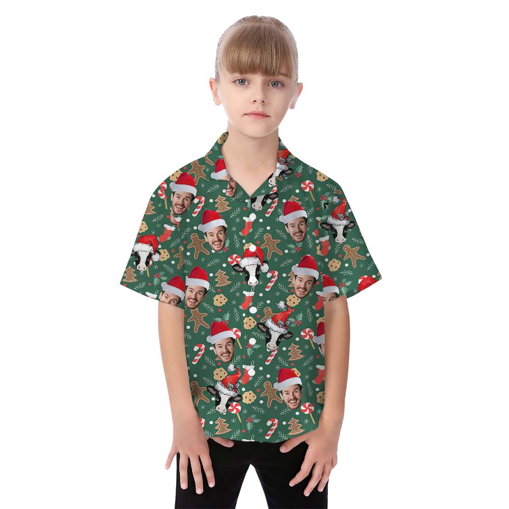 Custom Face Xmas Cow Family Matching Aloha Outfits