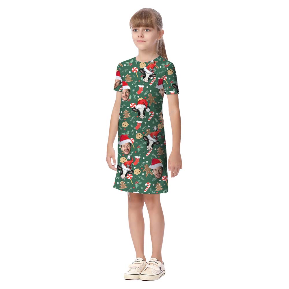 Custom Face Xmas Cow Family Matching Aloha Outfits