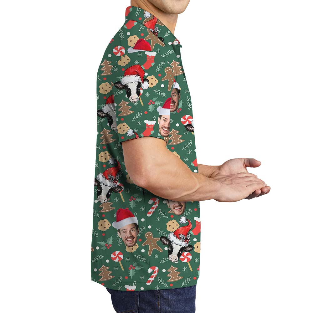 Funny Christmas Cow Personalized Aloha Men's Polo
