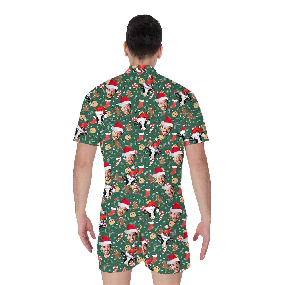 Funny Personalized Xmas Cow Men's Romper
